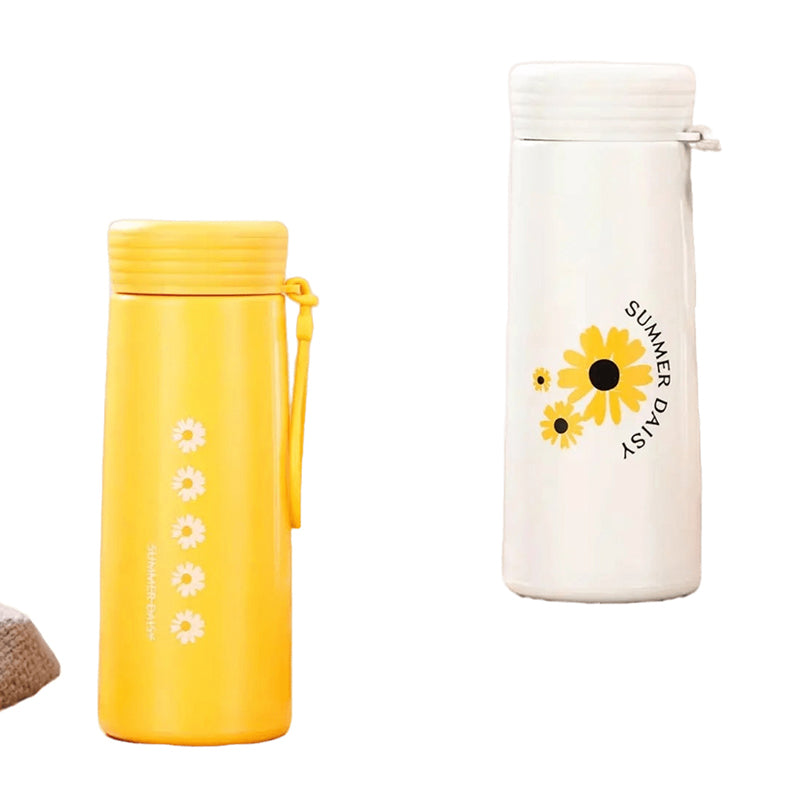 Bottle - Flora Hydra 400 ML Water Bottle (Yellow & White) - Set Of Two