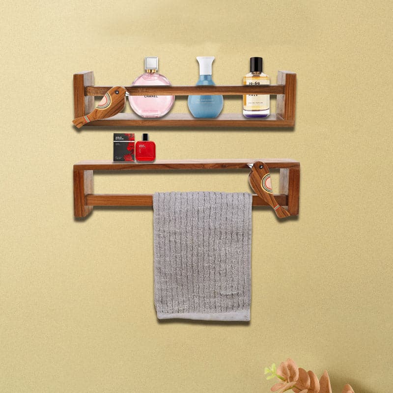 Buy Teak Wall Shelf - Set Of Two Shelves from Vaaree