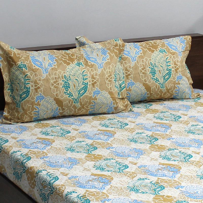 Buy Wishi Ethnic Bedsheet - Yellow & Blue Bedsheets from Vaaree