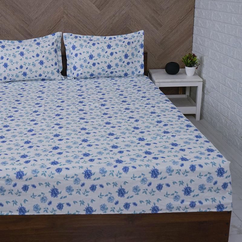 Buy Mudra Floral Bedsheet - Blue Bedsheets from Vaaree