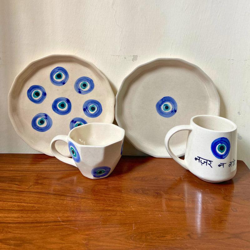 Buy Evil Eye Muse Tea & Snack Set - Four Piece Set Mug & Tea Cup from Vaaree