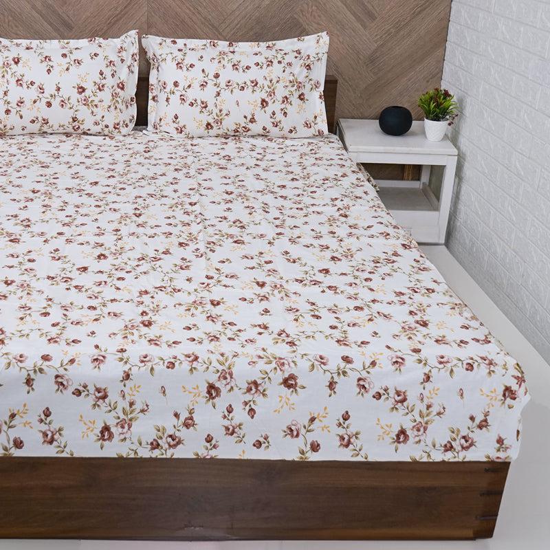 Buy Ramisa Floral Bedsheet - Brown Bedsheets from Vaaree