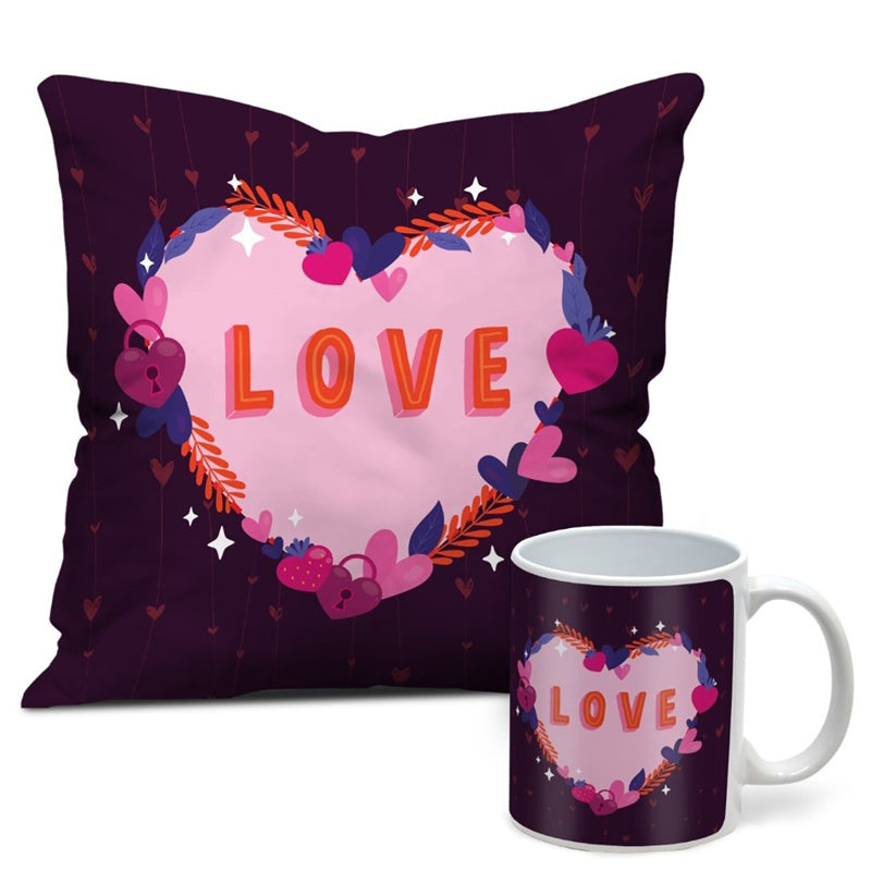 Buy Heart Ballon Cushion Cover & Mug (300 ML) - Two Piece Set Gift Box from Vaaree