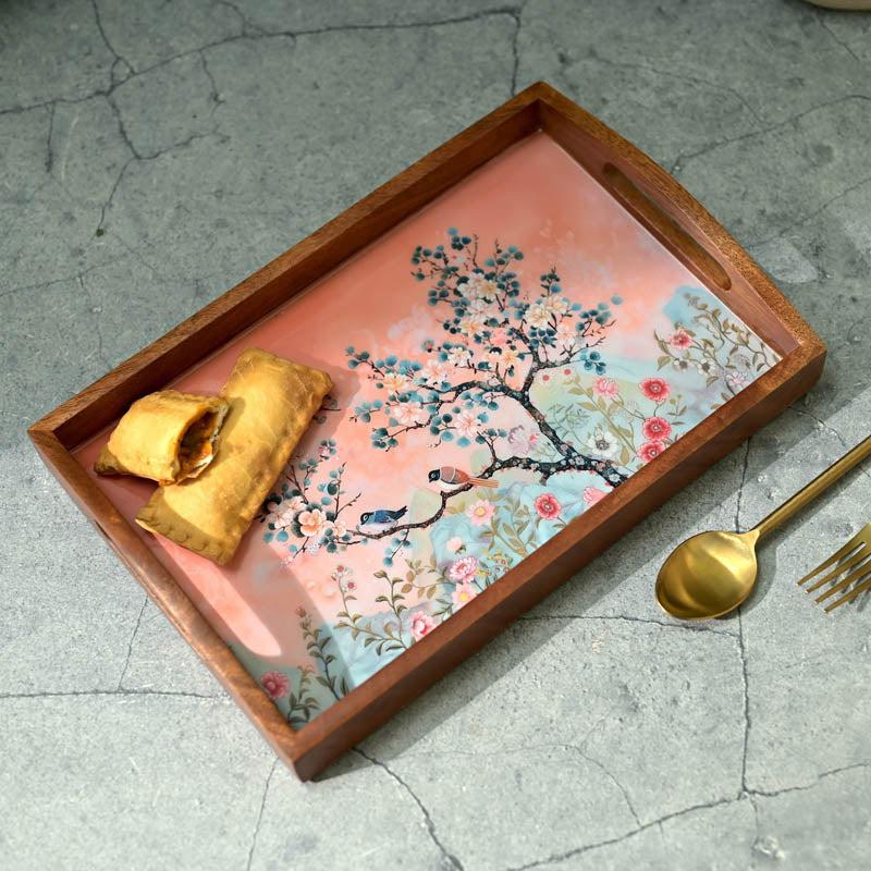 Buy Niya Light Walnut Serving Tray Serving Tray from Vaaree