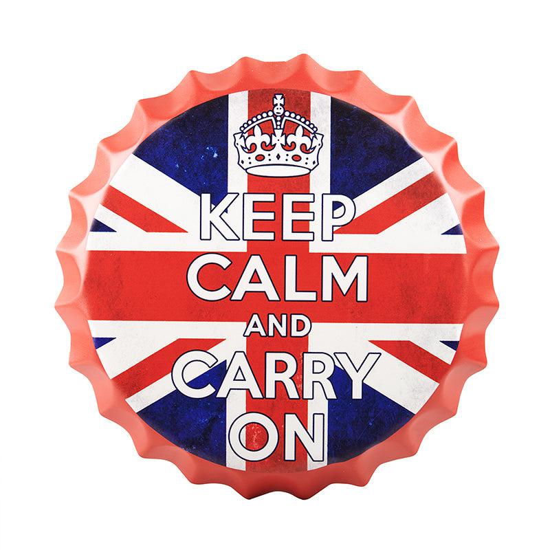 Buy Keep Calm Blue & Red Bottle Cap Wall Accent Wall Accents from Vaaree