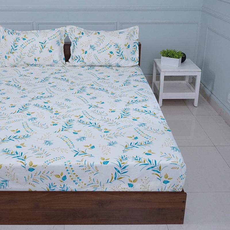 Buy Bijul Floral Bedsheet - Blue & Green Bedsheets from Vaaree