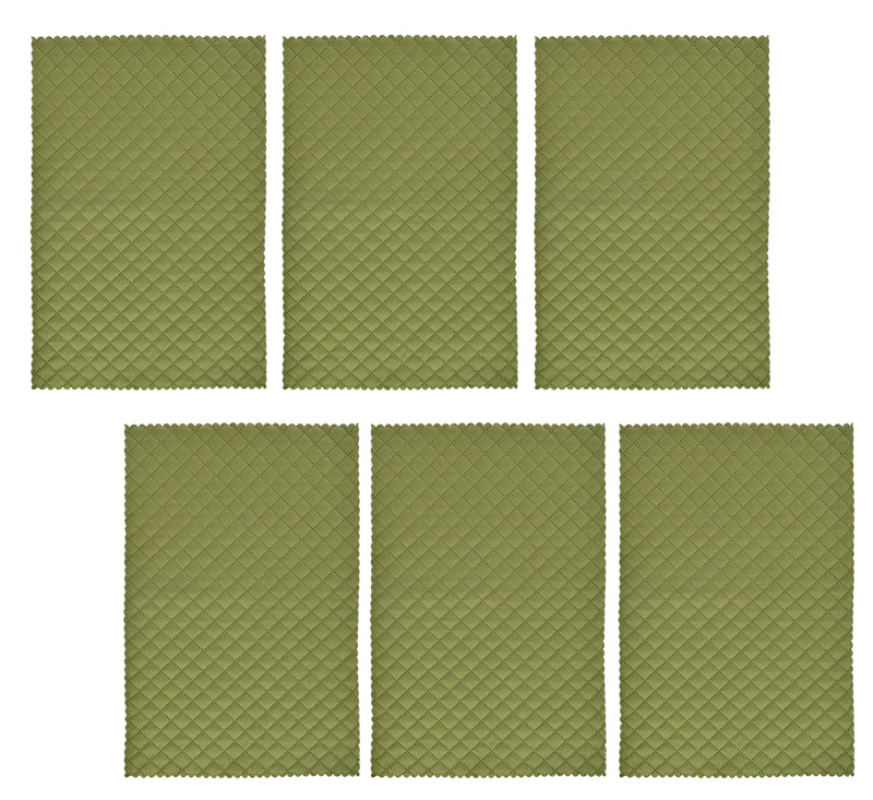 Table Mat - Osric Velvet Quilted Placemat (Light Green) - Set Of Six