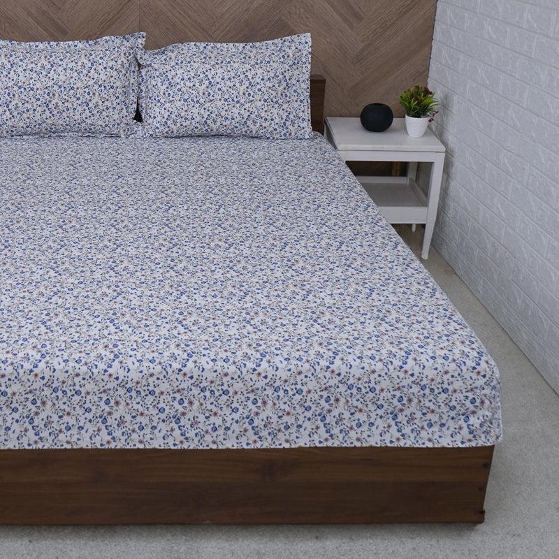 Buy Anvisha Floral Bedsheet - Blue Bedsheets from Vaaree