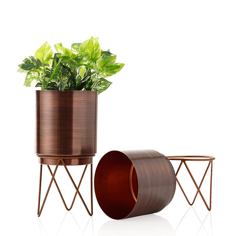 Buy Mido Antique Planter With Stand (Bronze) - Set Of Two Pots & Planters from Vaaree