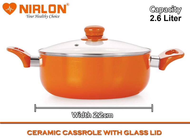 Buy Nirlon Orange Non Stick Cooking Pot With Lid - 2600 ML/9 Inches Cooking Pot from Vaaree