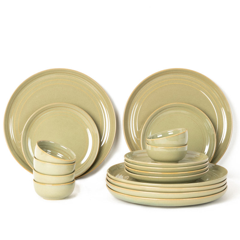 Buy Estia Dining Set (Olive Green) - Eighteen Piece Set Dinner Set from Vaaree