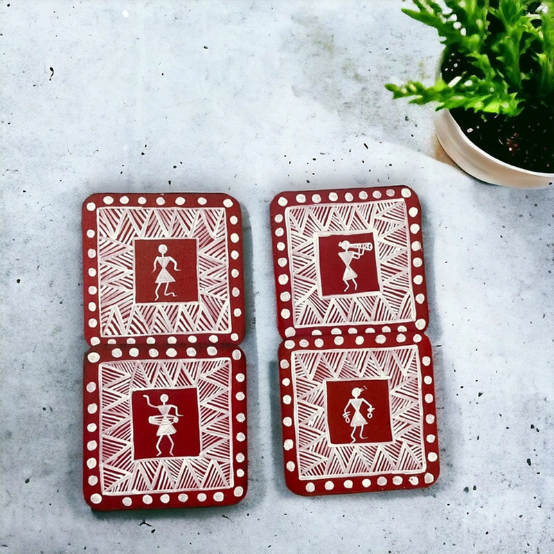 Coaster - Shilova Handcrafted Coaster (Red) - Set Of Four