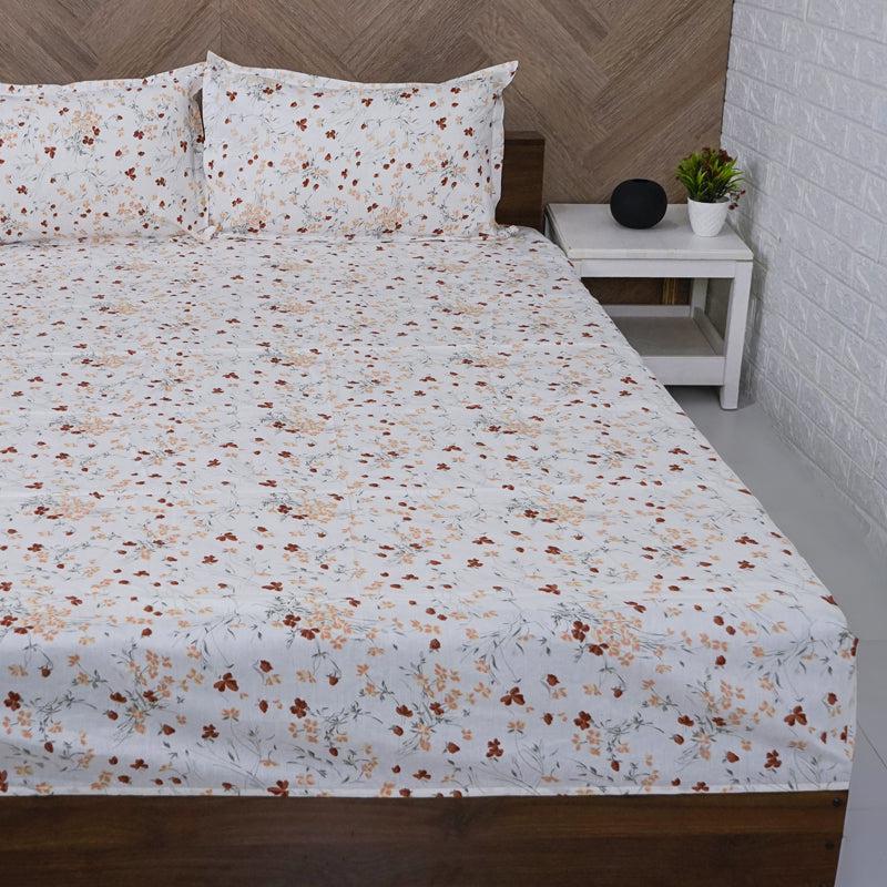 Buy Vishva Floral Bedsheet - Peach Bedsheets from Vaaree