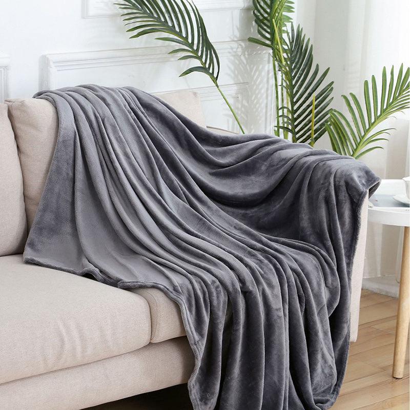 Buy Sarva Solid Knitted Cotton Flannel Blanket (Grey) - 190 GSM Blankets from Vaaree