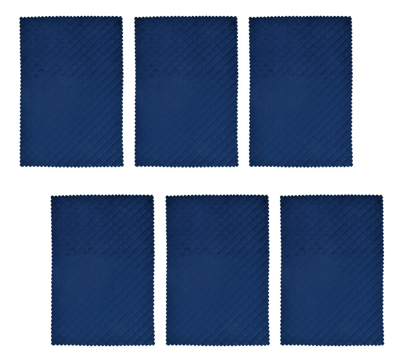 Table Mat - Osric Velvet Quilted Placemat (Blue) - Set Of Six