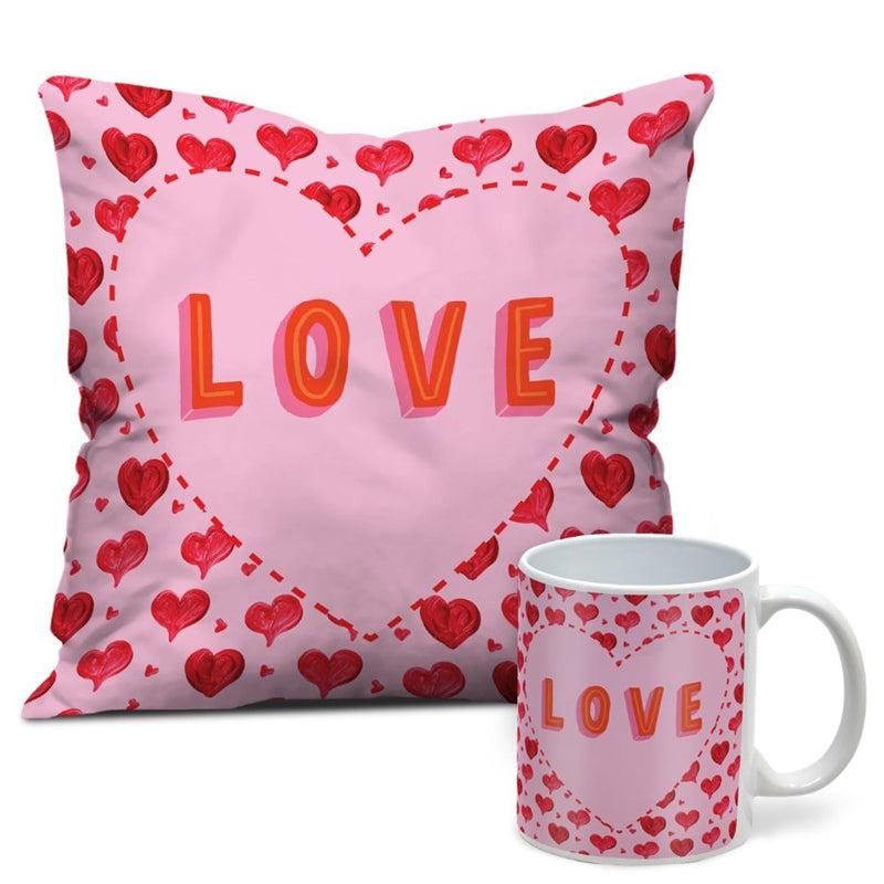 Buy Love Beauty Cushion Cover & Mug (300 ML) - Two Piece Set Gift Box from Vaaree