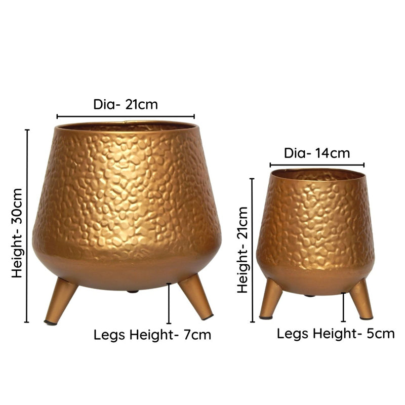 Buy Brivo Metal Planter (Dijon Gold) - Set Of Two Pots & Planters from Vaaree