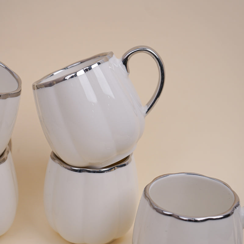 Buy Magina White Ceramic Cup (180 ML) - Set Of Six Mug from Vaaree