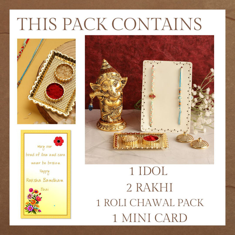 Buy Balganesha Rudraksha & Evil Eye Rakhi Hamper Rakhi Hamper from Vaaree