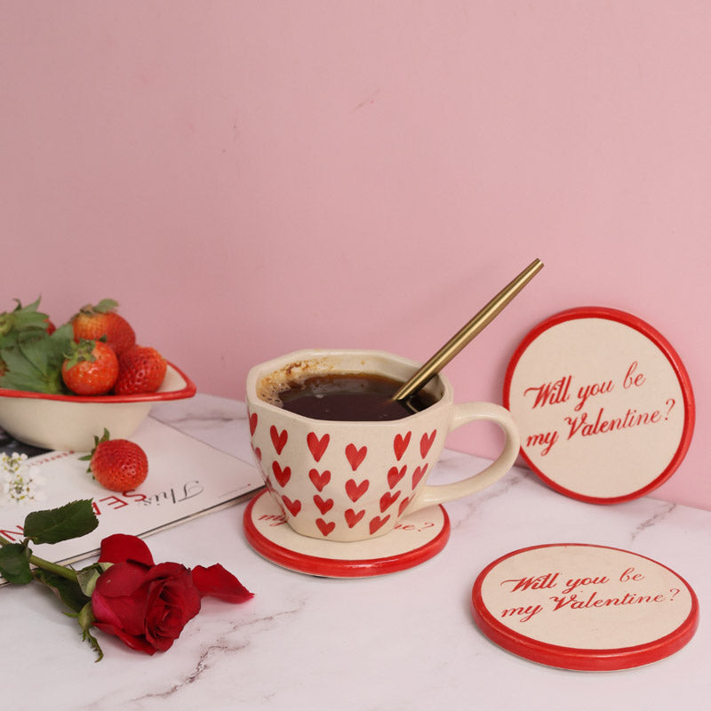 Buy Hearty Text Cup & Coaster - Two Piece Set Mug & Tea Cup from Vaaree