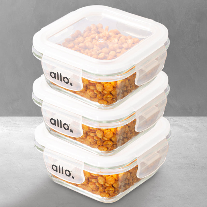 Buy Oliva Square Glass Storage Container (320 ML) - Set Of Three Container from Vaaree