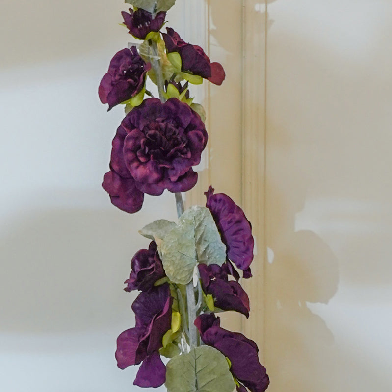 Artificial Flowers - Faux Hollyhock Flower Stick (Blue) - 46 CM