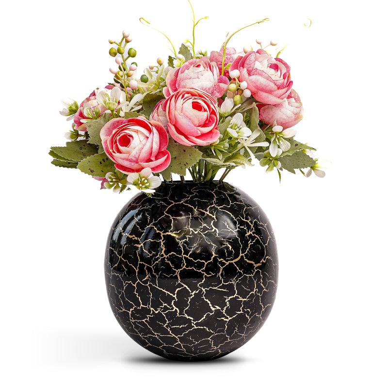 Buy Manva Crackled Ball Vase (Black) - Large Vase from Vaaree