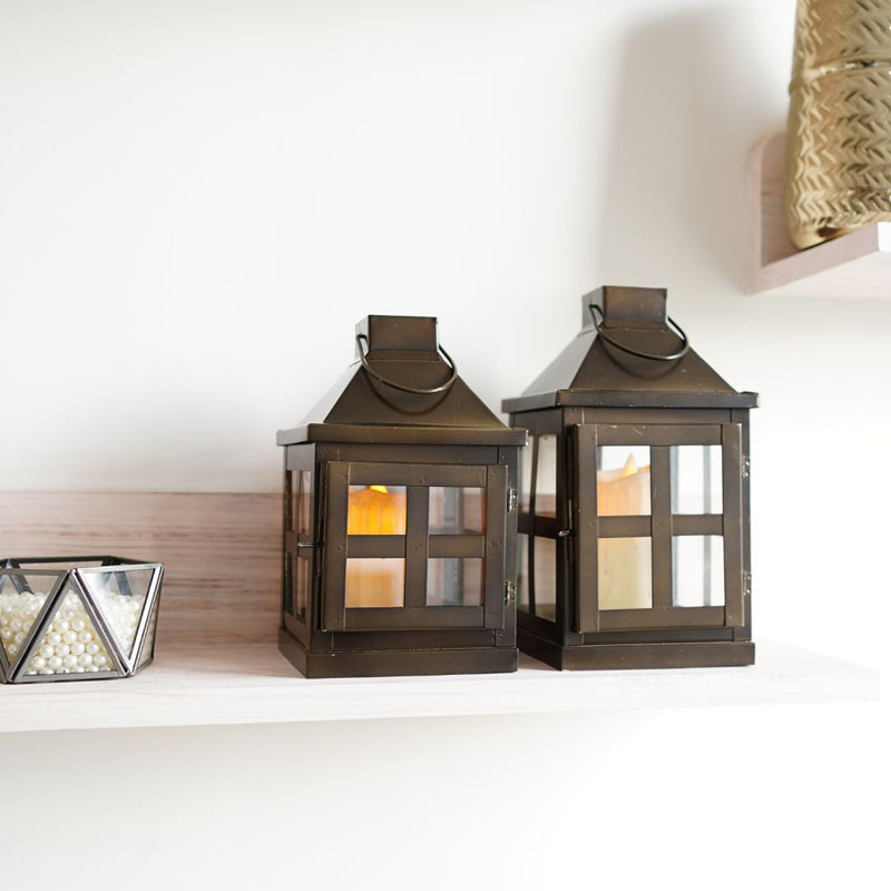 Buy Dukio Lantern Tealight Candle Holder (Brown) - Set Of Two Tea Light Candle Holders from Vaaree