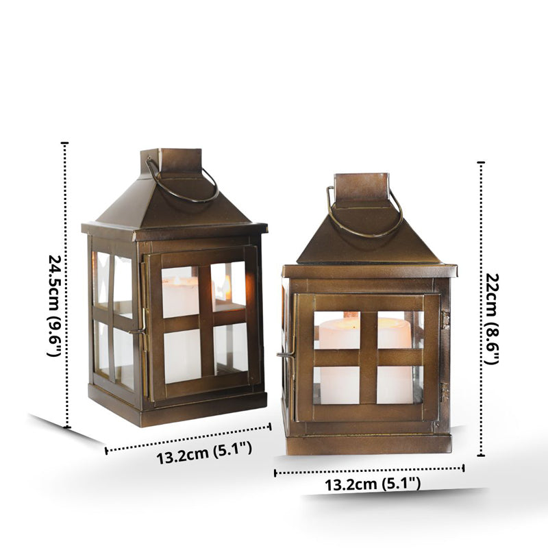 Buy Dukio Lantern Tealight Candle Holder (Brown) - Set Of Two Tea Light Candle Holders from Vaaree