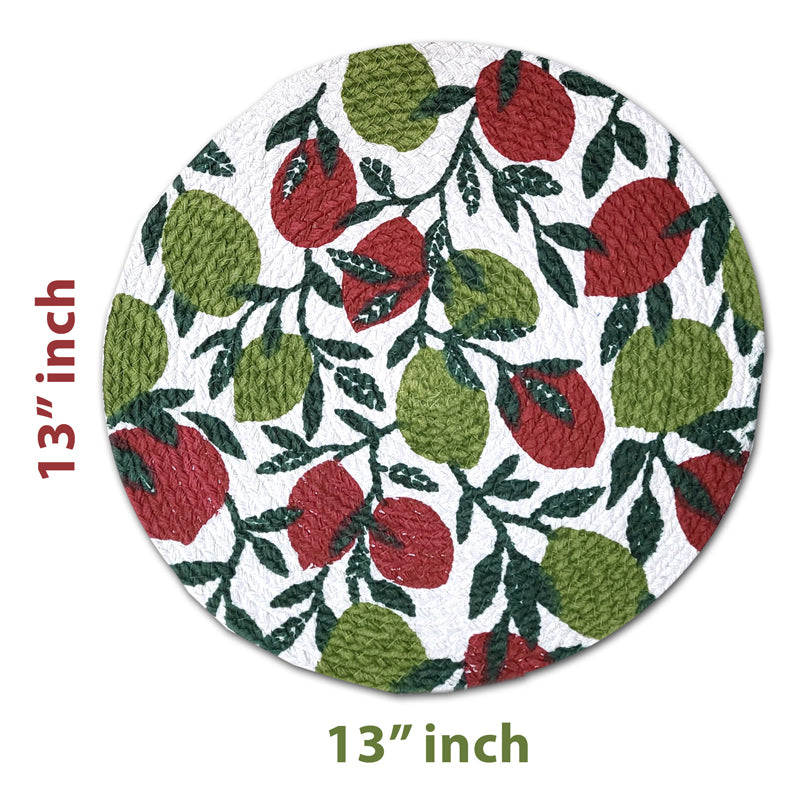 Table Mat - Fruity Farm Placemat - Green & Maroon