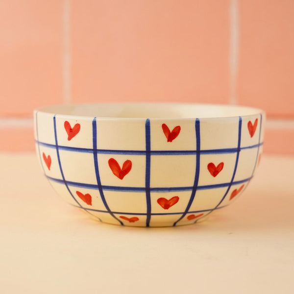 Buy Heart Grid Serving Bowl (300 ML) - Red & Blue Bowls from Vaaree