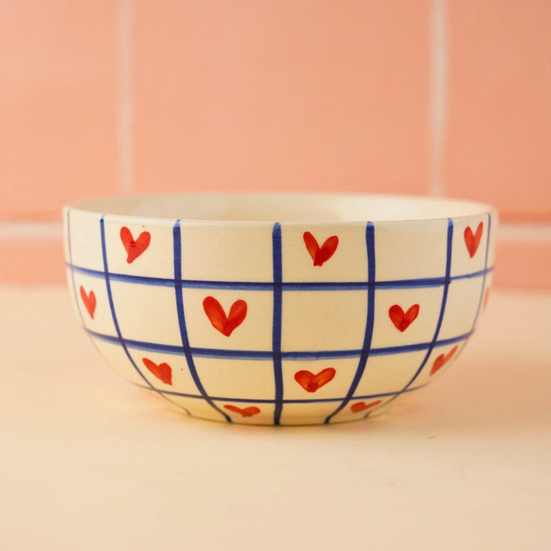 Buy Heart Grid Serving Bowl (300 ML) - Red & Blue Bowls from Vaaree