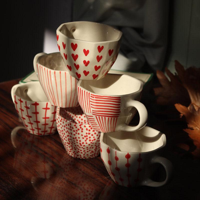 Buy Elian Ceramic Cup (250 ML) - Set of Six Mug & Tea Cup from Vaaree