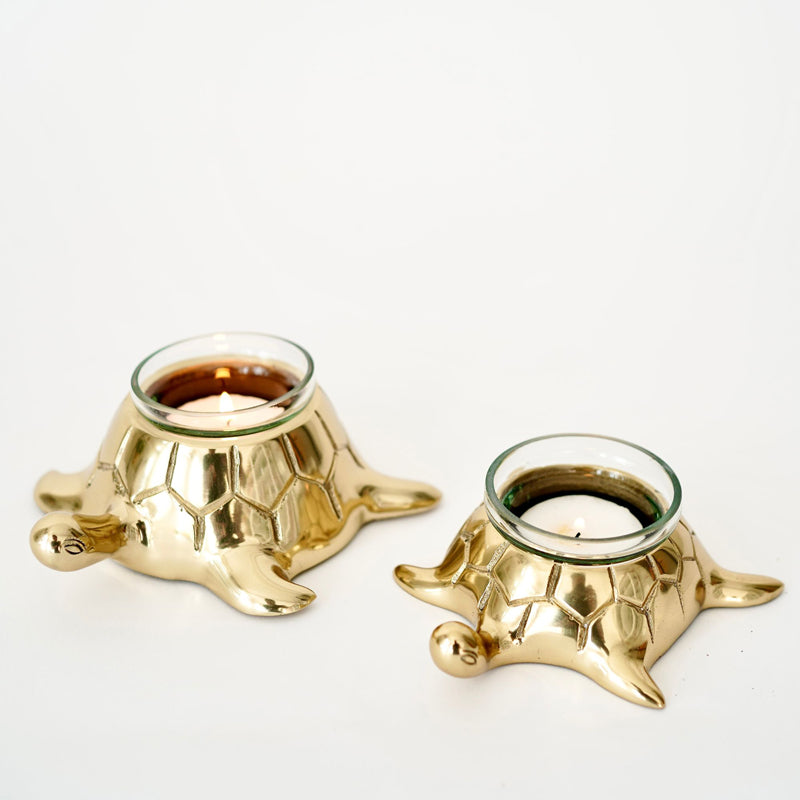 Buy Rathu Metal Turtle Tealight Candle Holder - Set Of Two Tea Light Candle Holders from Vaaree