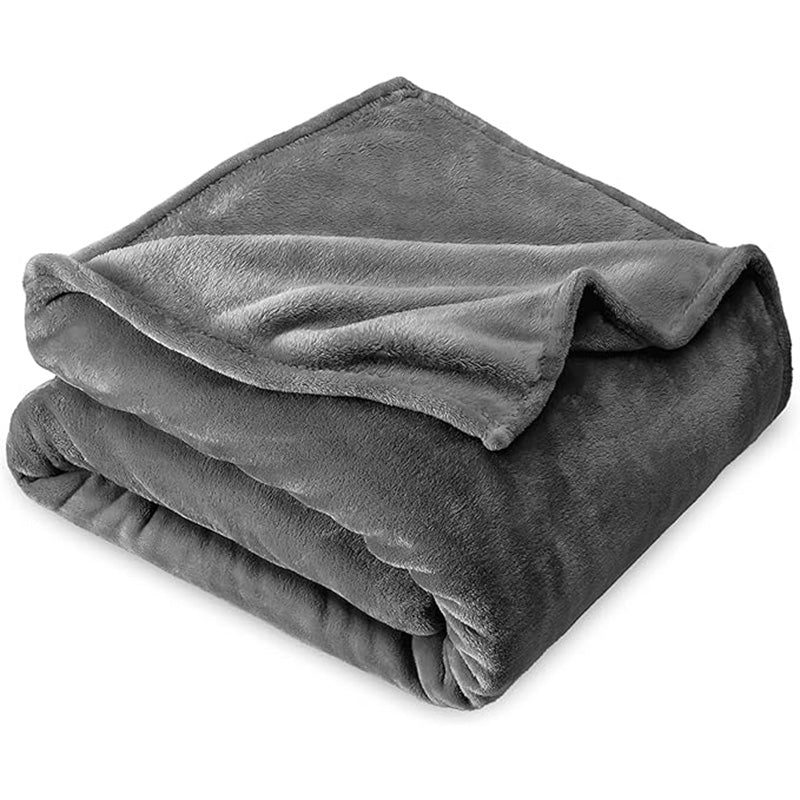 Buy Sarva Solid Knitted Cotton Flannel Blanket (Grey) - 190 GSM Blankets from Vaaree