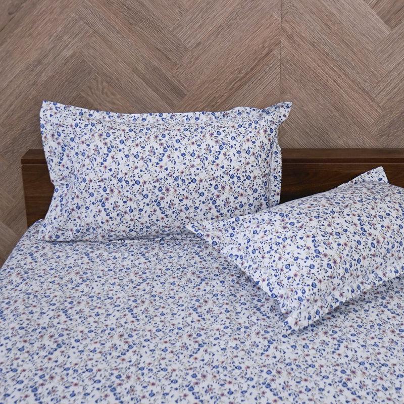 Buy Anvisha Floral Bedsheet - Blue Bedsheets from Vaaree