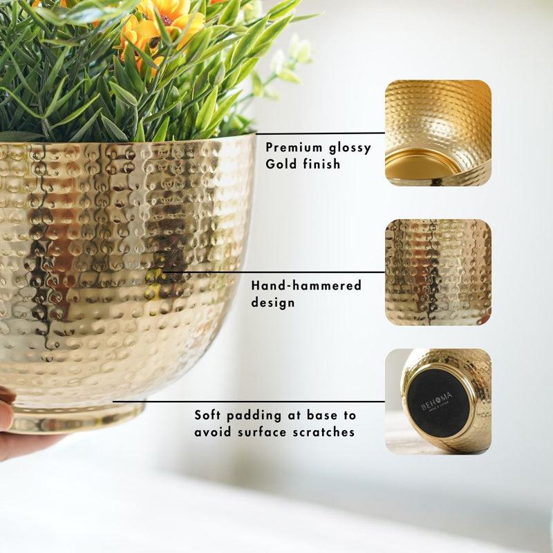 Buy Finasa Metal Hammered Planter - Gold Pots & Planters from Vaaree