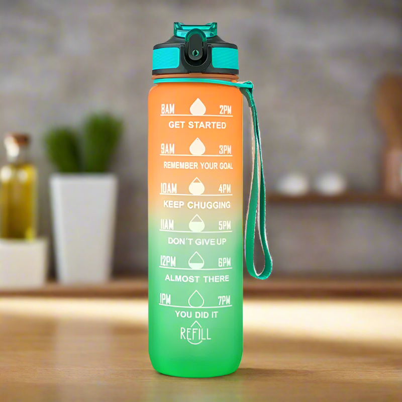 Bottle - H20 Glide Ombre Water Bottle (1000 ML) - Green & Orange