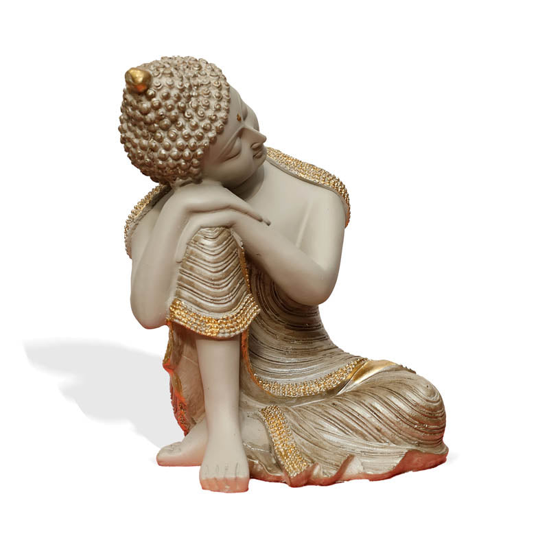 Buy Zen Resting Buddha Showpiece - Cream Showpieces from Vaaree