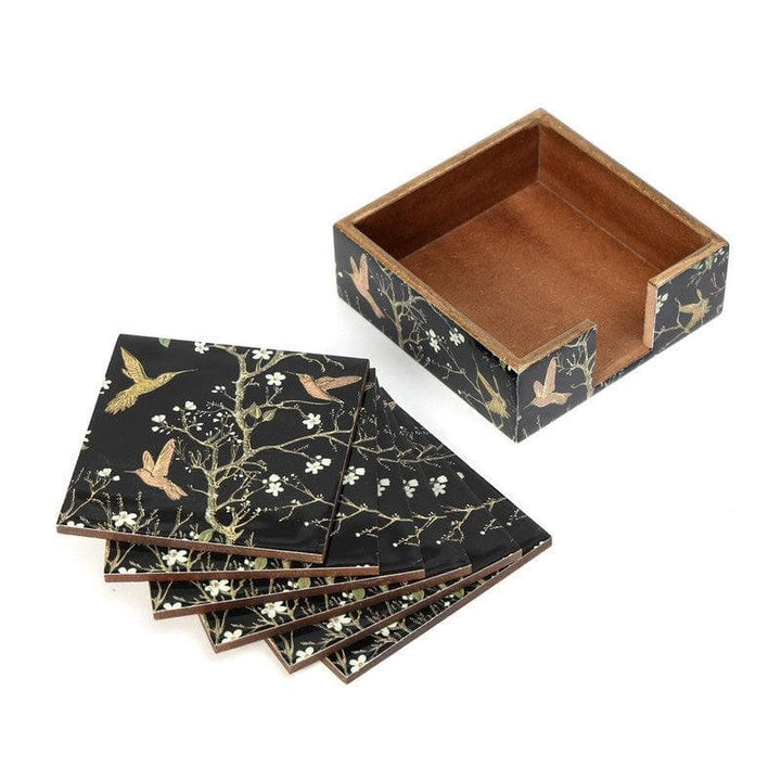 Buy Edith Birdy Coasters (Black) - Set Of Six at Vaaree online | Beautiful Coaster to choose from
