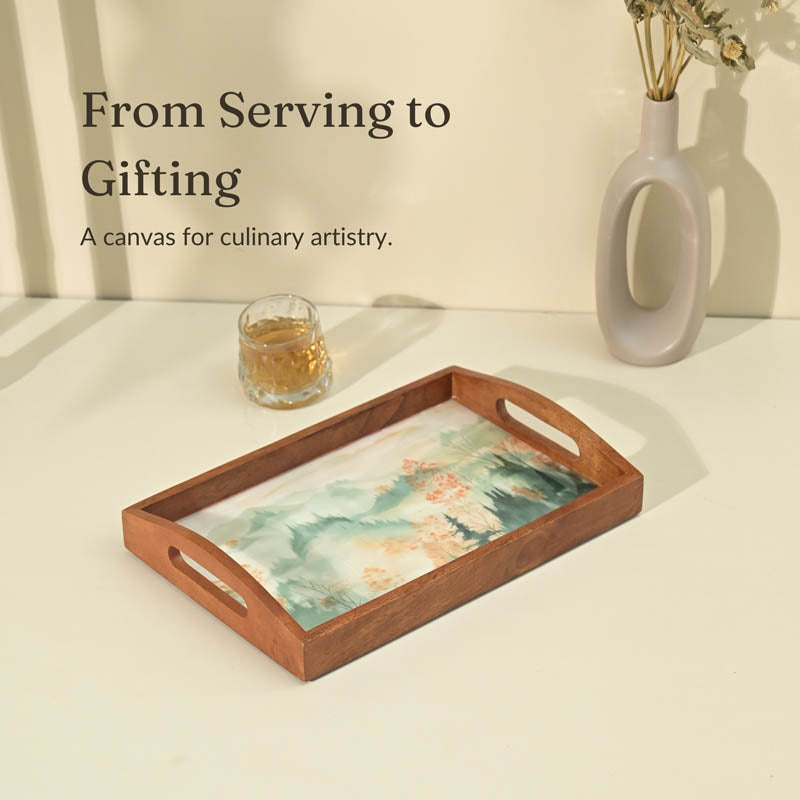 Buy Blossom Light Walnut Serving Tray Serving Tray from Vaaree