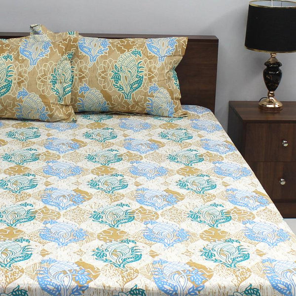 Buy Wishi Ethnic Bedsheet - Yellow & Blue Bedsheets from Vaaree