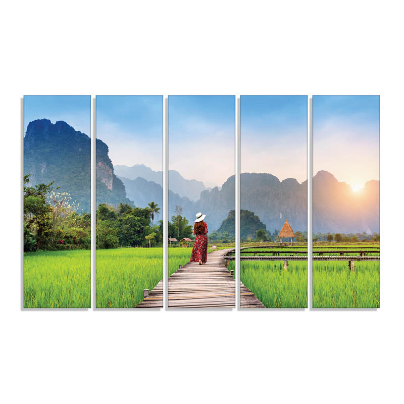 Buy Serene Fields Wall Painting - Set Of Five Wall Art & Paintings from Vaaree