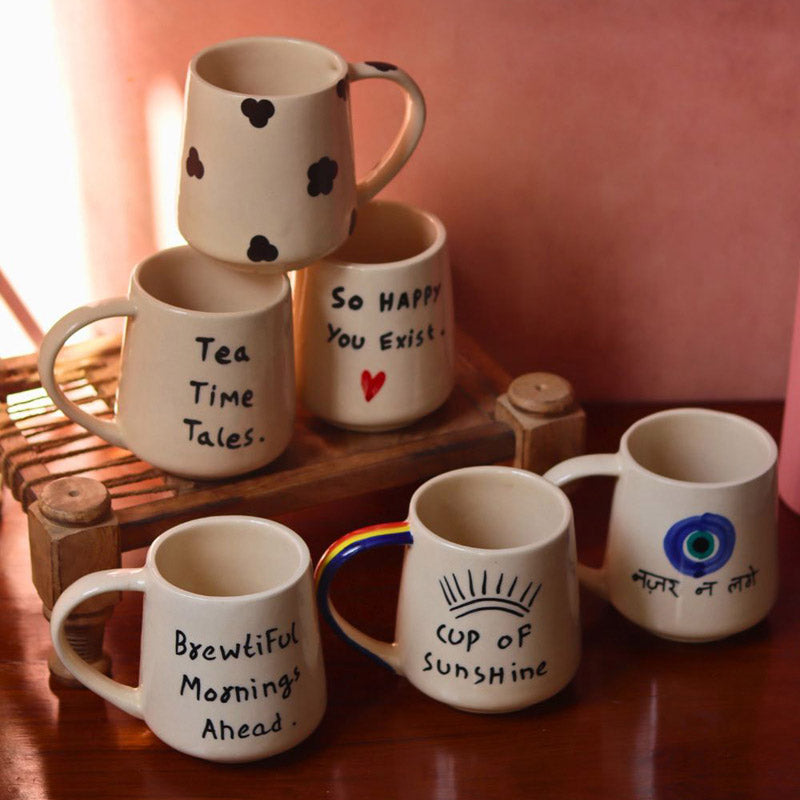 Buy Tea Time Tales Cup (250 ML) - Set of Six Mug & Tea Cup from Vaaree