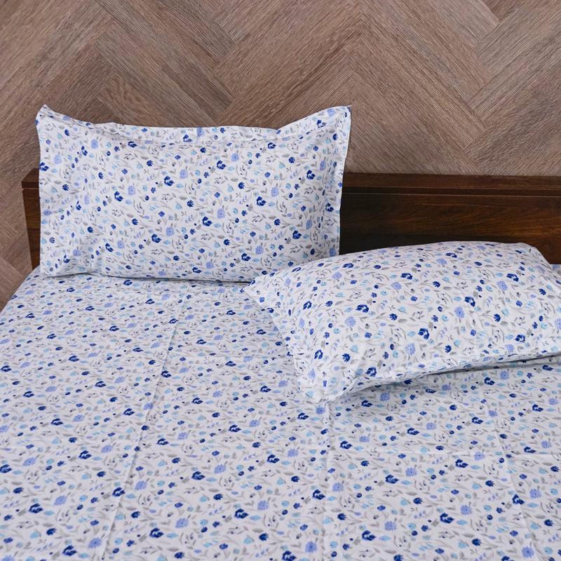 Buy Avani Floral Bedsheet - Blue Bedsheets from Vaaree