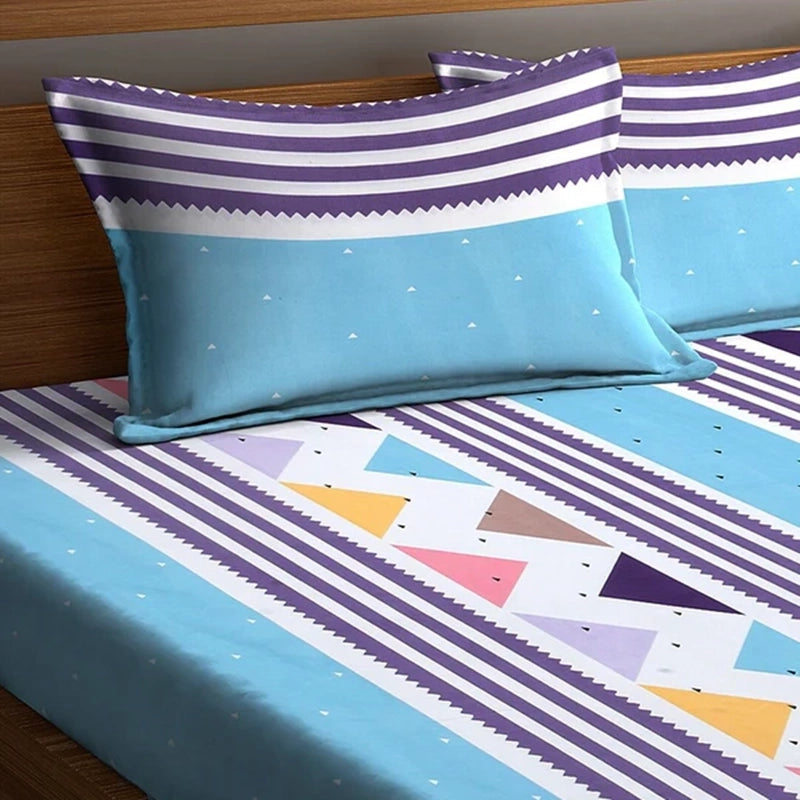 Buy Faye Geometric Bedsheet - Sky Blue Bedsheets from Vaaree