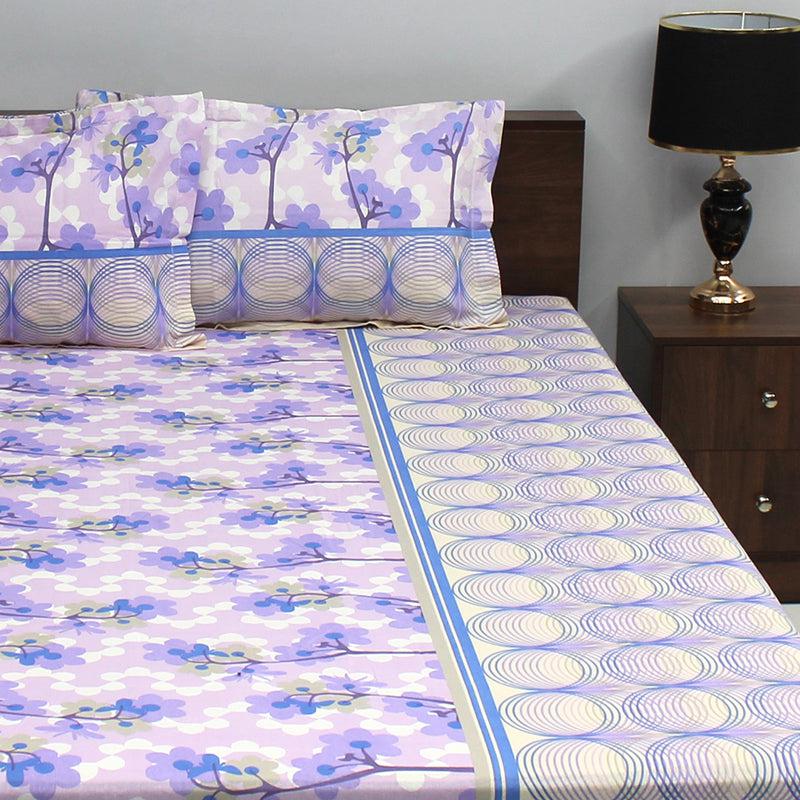 Bedsheets - Warhi Floral Bedsheet - Purple