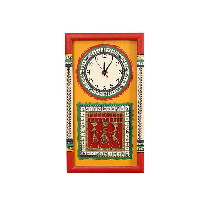 Buy Desi Dhokra Wall Clock - Yellow Wall Clock from Vaaree