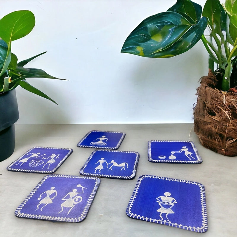 Coaster - Savara Handcrafted Coaster (Blue) - Set Of Six