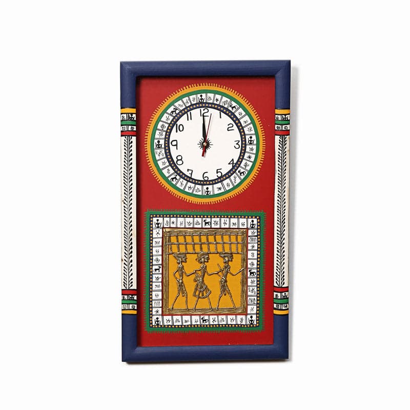 Buy Desi Dhokra Wall Clock - Red Wall Clock from Vaaree